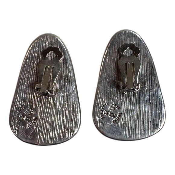 Frederic Jean Duclos Electroform Clip-On Earrings Sterling Silver On Wax MCM - Picture 8 of 9